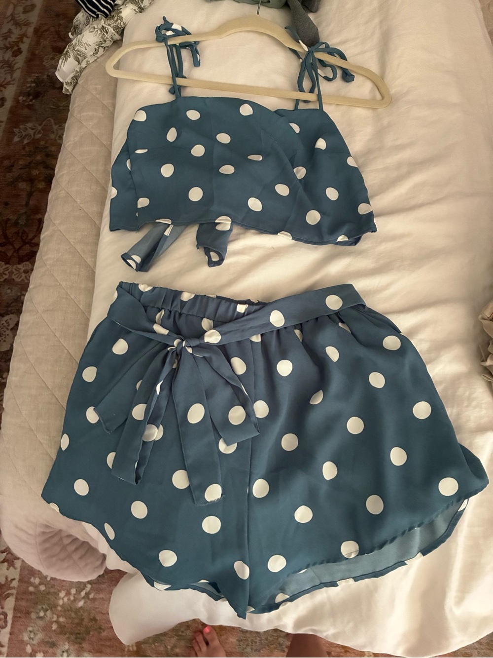 Blue Blush Blue and White Polka Dot Two-Piece Set